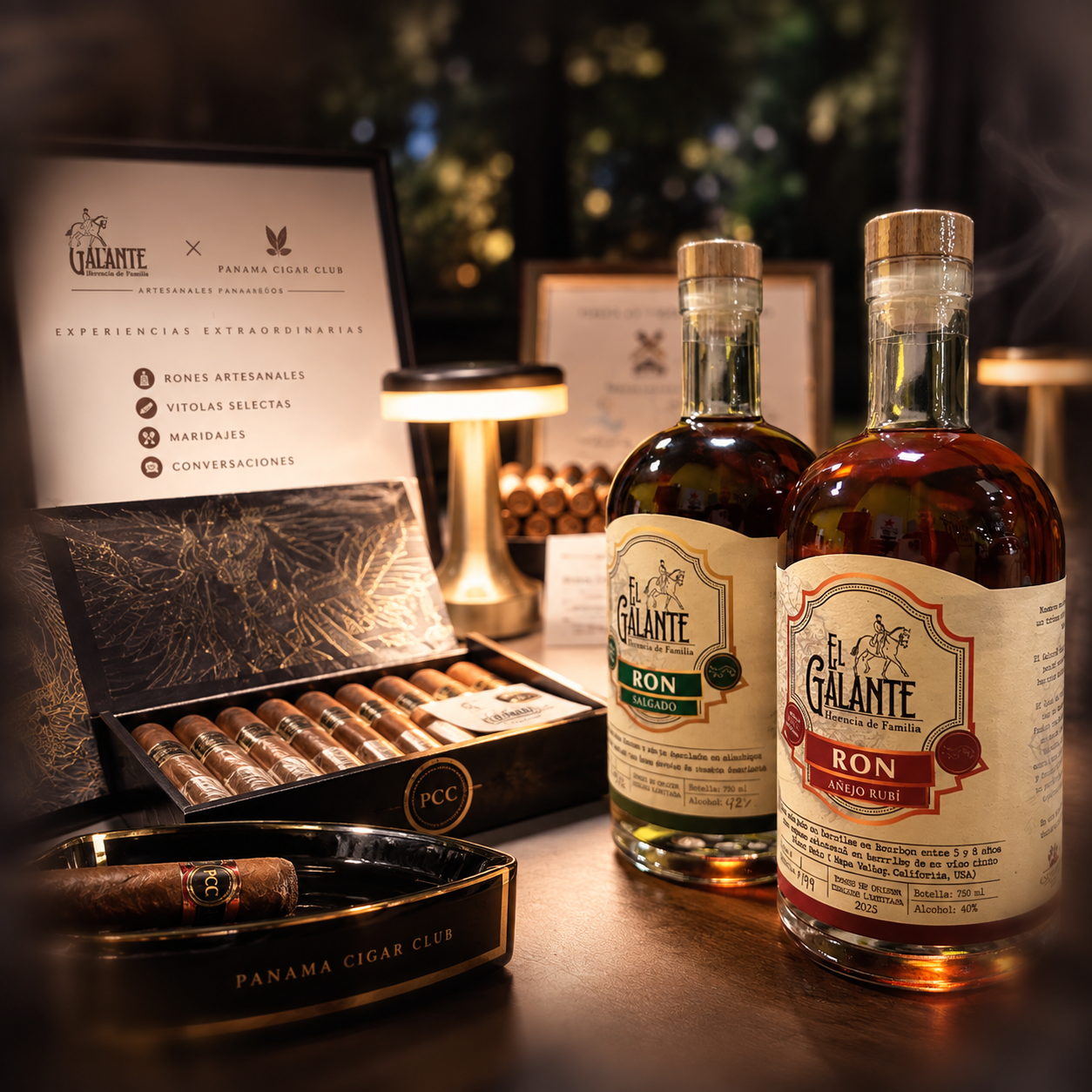 Rum Bar & Cigar Catering de Panama Cigar Club con vitolas selectas y rones artesanales panameños El Galante
